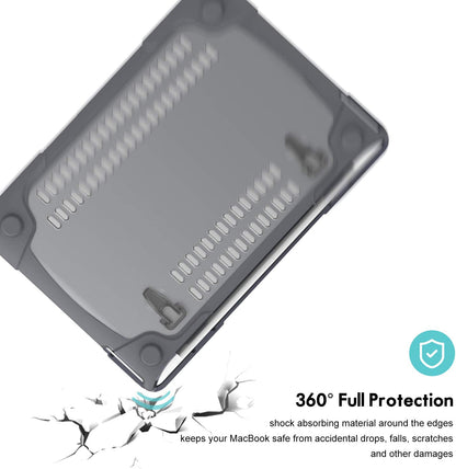 Macbook Air 13 Inch Case 2020 2019 2018 Release A2337 M1 A2179 A1932, Heavy Duty Slim Hard Shell Protective Cover with Fold Kickstand for Macbook Air 13 Retina with Touch ID -Grey