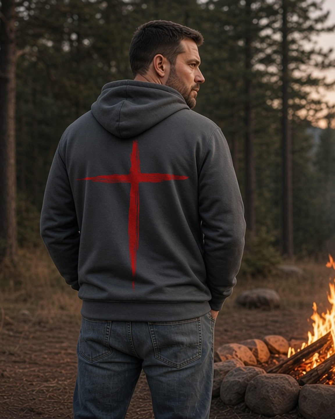 Throttle & Faith Cross Hoodie - Charcoal
